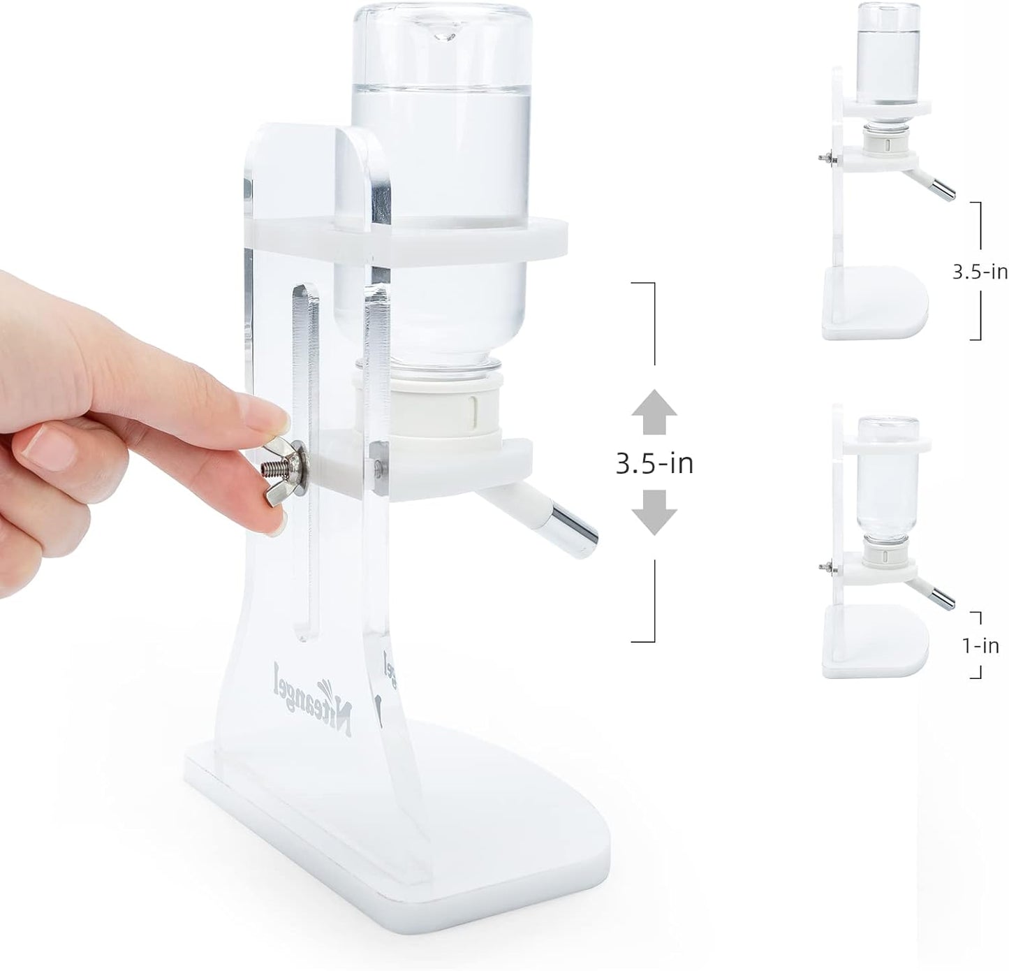 Niteangel Water Bottle with Stand for Syrian Dwarf Hamsters Gerbils Mice Rats Degus Small pet (Transparent)