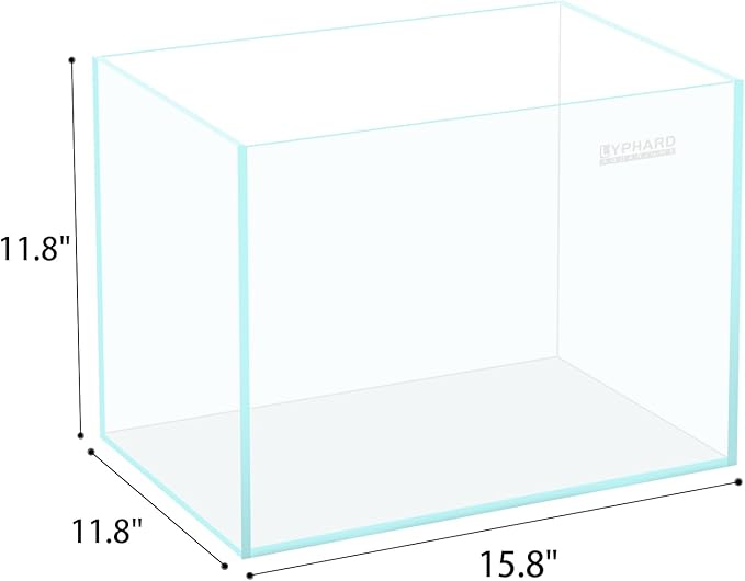 LYPHARD AQUARIUMS 9.5 Gallon Rimless Aquarium, Ultra Clear Glass Low Iron Small Fish Tank for Betta, L15.7×W11.8×H11.8 Inches Thickness 5mm with EVA Foam Mat Included