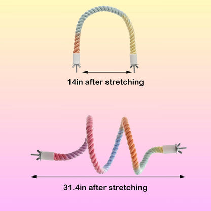 2Pcs Gradient Bird Rope Perch Stand Bird Cage Climbing Rope Toys Accessories of M5*30mm Screw for Cockatiels Lovebird Parakeet Budgies Sugar Gliders Hemp Swing(31.4'' & 14'')