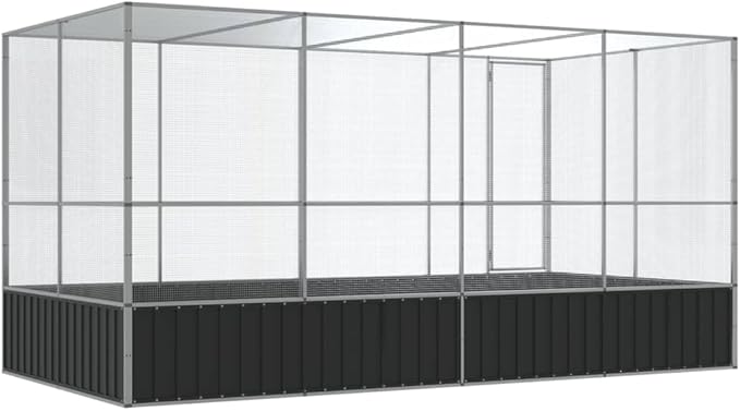 Galvanized Steel Large Flight King Bird Cage with Extension, Steel Outdoor Aviary, Outdoor Indoor Large Bird Cage Aviary Pet House for Cockatiels African Parakeets, 164.6"x81.5"x83.5",-310