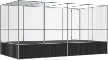Galvanized Steel Large Flight King Bird Cage with Extension, Steel Outdoor Aviary, Outdoor Indoor Large Bird Cage Aviary Pet House for Cockatiels African Parakeets, 164.6"x81.5"x83.5",-310