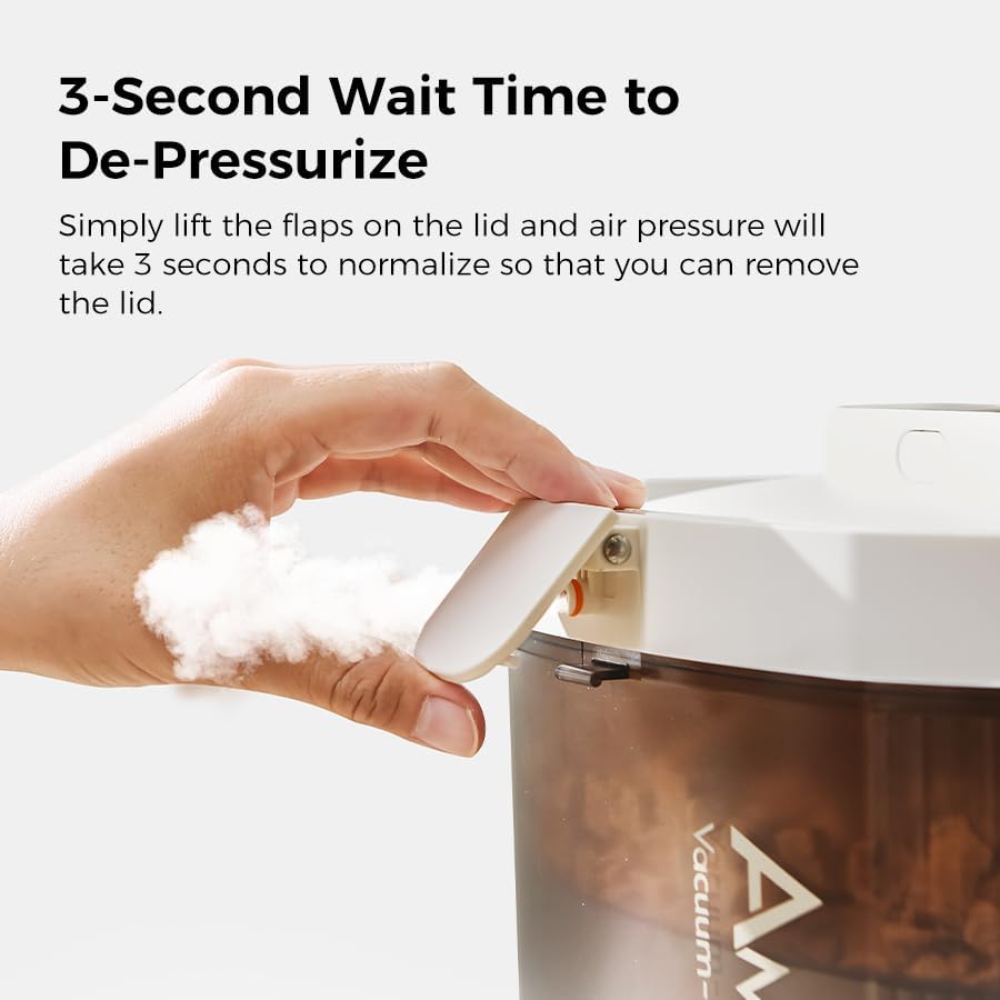 VOOCOO Automatic Dog & Cat Food Container - 16.5lbs Vacuum Sealed Storage Bin, 30-Day Freshness, Translucent Lock Lid & Quick Open, Includes Bags