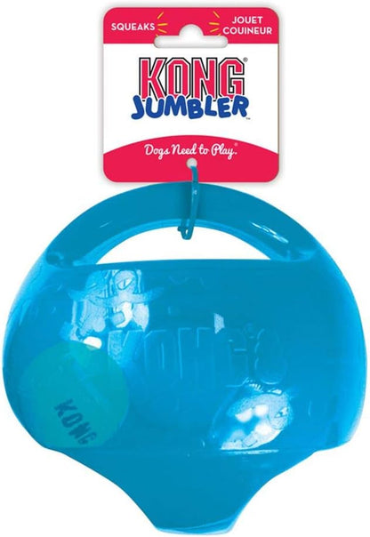 KONG Jumbler Ball - Interactive Toy for Dog & Puppy Playtime - Fetch Toy with Tennis Ball - Dog Supplies for Engaging Play - for Medium/Large Dogs - Assorted Colors