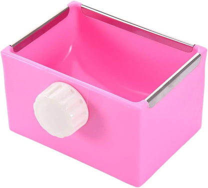 Hypeety Hamster Food Bowl Small Pet Feeder Food Water Bowl Fixable Plastic Hamster Food and Water Bowl Dispenser Durable Cage Bowl Feeder for Hamster Guinea Pig Rabbit Small Animals(Pink)