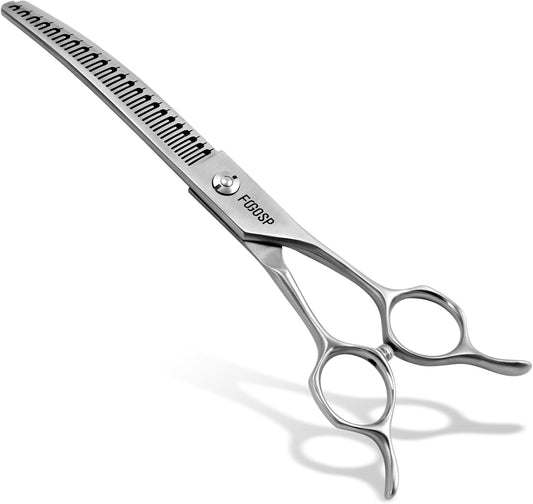 Save-effort Curved Chunkers Dog Grooming Scissors 7in Gradual tooth width Thinning Shears for Dogs Pet Cat Light Cutting Feel 23 Tooth 70% Thinning Rate Japan 440C