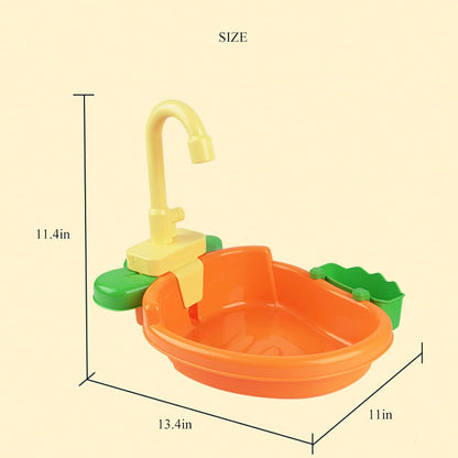 Parrot Bath Shower, Bird Bath for Cage, Automatic Bird Bathtub Pet Bath Pool with Faucet, Bird Fountain Swimming Pool Toy Bath Shower Water Dispenser for Ferret, Love Bird, Goldfinch (Orange)