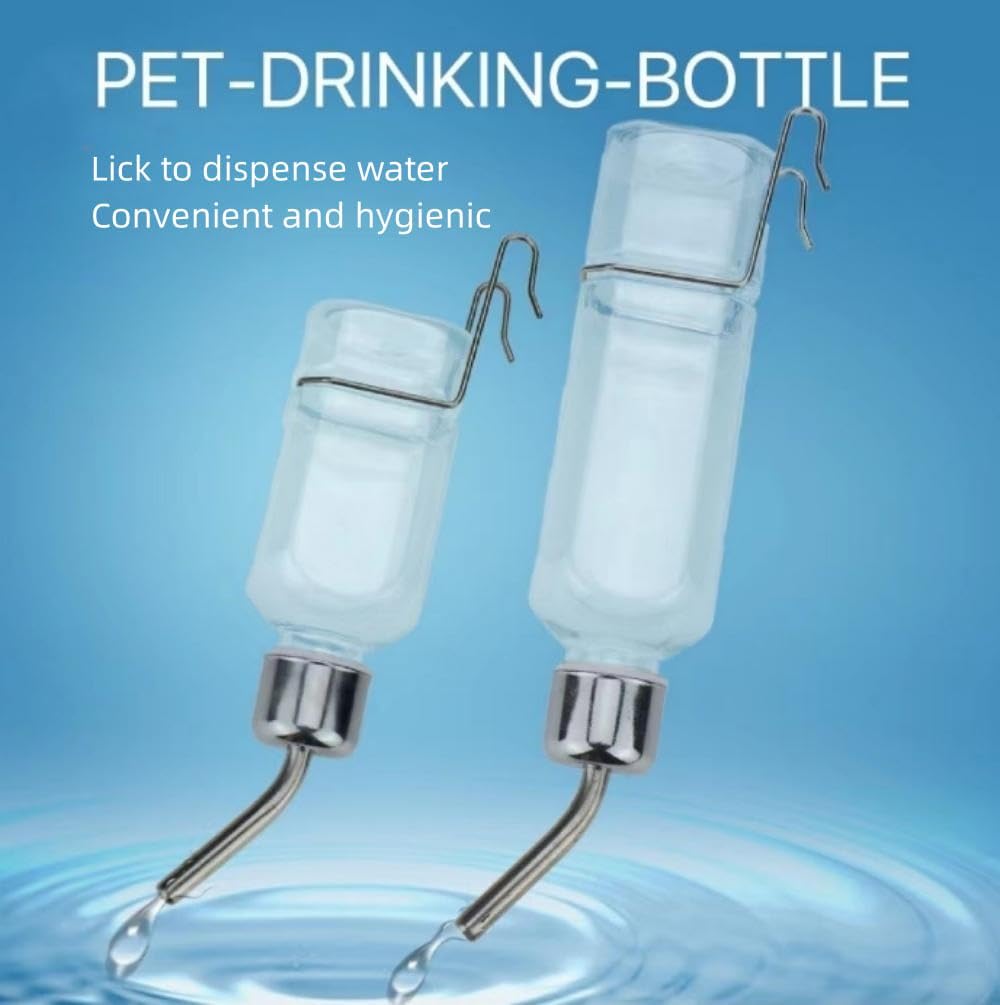 2 Pcs Pet Cage Water Bottle No Drip Small Animal Water Bottle, Hanging Waterer for Rabbit, Guinea Pig, Hedgehog, Squirrel, Rat, Chinchilla, Hamster Dispenser Bottle