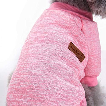 Idepet Pet Dog Classic Sweater, Soft Fleece Coat for Small,Medium Dog,Warm Pet Dog Cat Clothes,Soft Puppy Customes 2 Color (L, Pink)