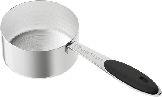 1/2 Cup Dog Food Scoop, Stainless Steel Scooper for Feeding Pet, Cat, Dog, Rabbit, Bird, Long Handle, Dishwasher Safe