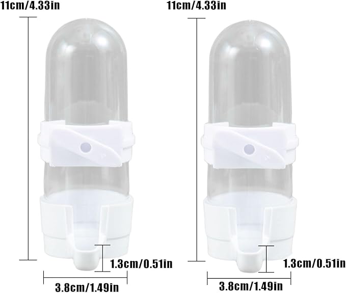 Automatic Bird Feeder and Water Dispenser, 2PCS Cage Accessories for Parrots, Budgie, Lovebirds, Parakeet, Cockatiel - Food Seed and Bottle Drinker (White 90ml)