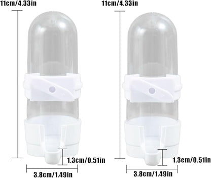 Automatic Bird Feeder and Water Dispenser, 2PCS Cage Accessories for Parrots, Budgie, Lovebirds, Parakeet, Cockatiel - Food Seed and Bottle Drinker (White 90ml)