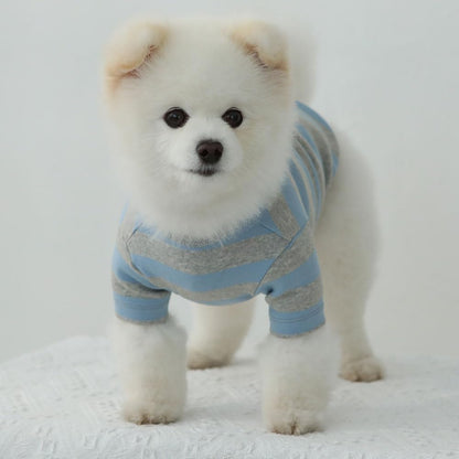 Dog Cotton Shirts for Small and Large Dogs Rugby Striped T-Shirts Soft Breathable Dog Shirt pet Clothes (Large, Blue/Gray)