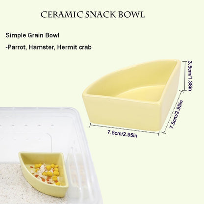 2 Pcs Ceramic Feeding Bowls for Small Pets, Anti-Tip, Anti-Slip and Easy to Clean Hamster Food Bowl,Ideal for Hamster,Gerbil, Sugar Glider, Mice, Chinchilla, Hedgehog(Yellow + White)