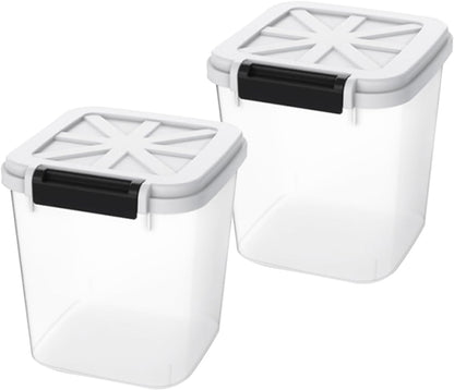 HANAMYA 20 LB Rice Storage Container with Measuring Cup, BPA free, For Rice | Grain | Pet Food | Flour, 2 count, Clear & Black