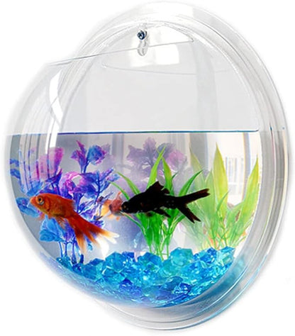 Wall Fish Bowl, 9 inch Hanging Propagation Plant Pot Acrylic Wall Mounted Fish Tank Bubble Vase Flower Container for Hydroponic Plants Home Office Garden Wedding Decor