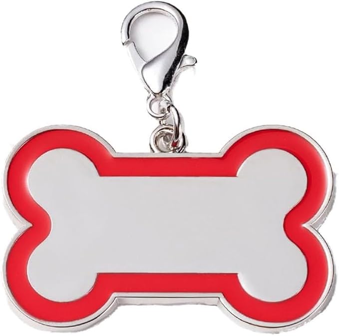 Personalized Dog ID Tags - tag for Dog Collar, pet ID tag, Dogs Tags for Pets, Laser Engraved Name Tags for Dogs, Dog Tags for Large Dogs, Blank Dog Tags (Bone-Shaped-Large: Red)