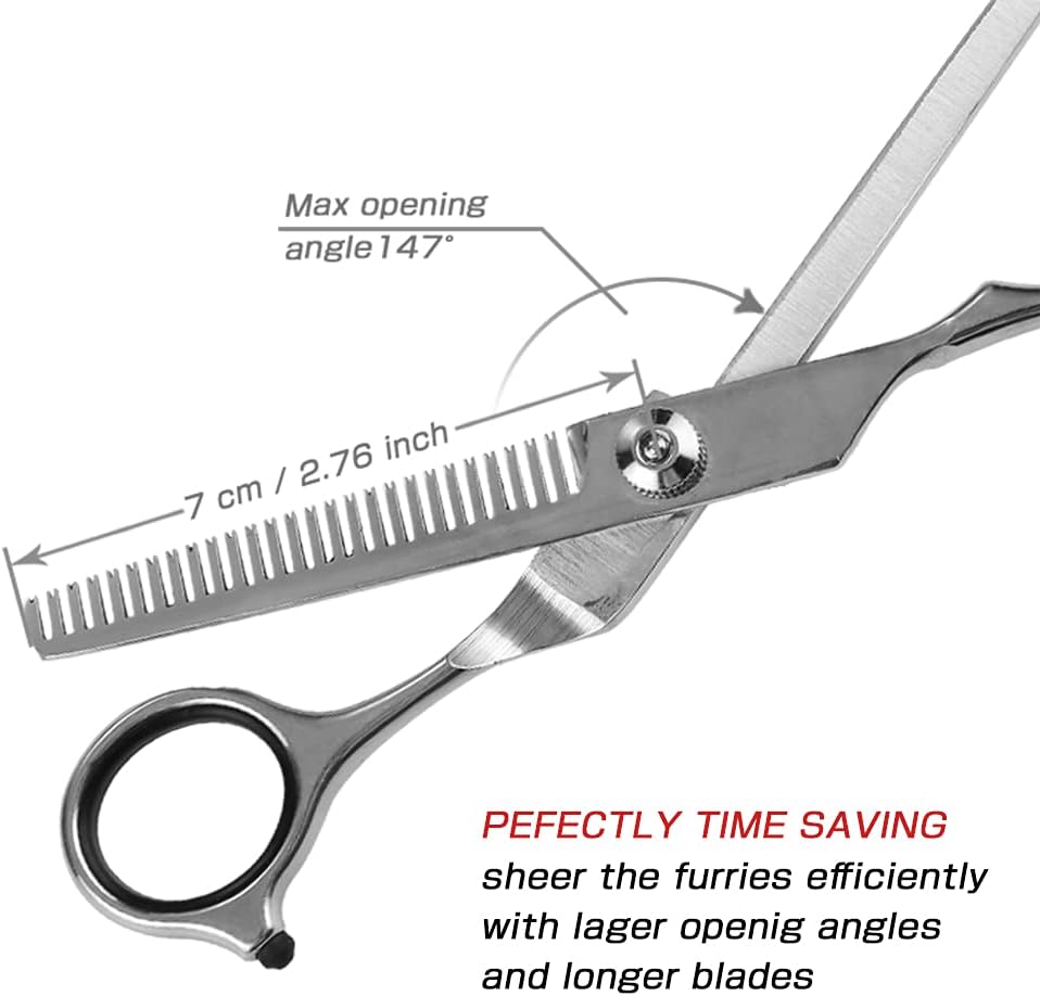 Dog Grooming Scissors 4CR Stainless Steel Pet Thinning Shears, Heavy-duty Titanium Coated, Size 6.7"