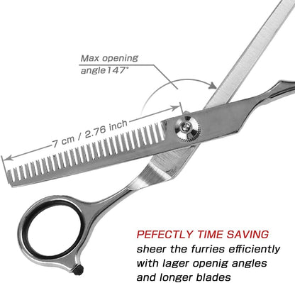 Dog Grooming Scissors 4CR Stainless Steel Pet Thinning Shears, Heavy-duty Titanium Coated, Size 6.7"