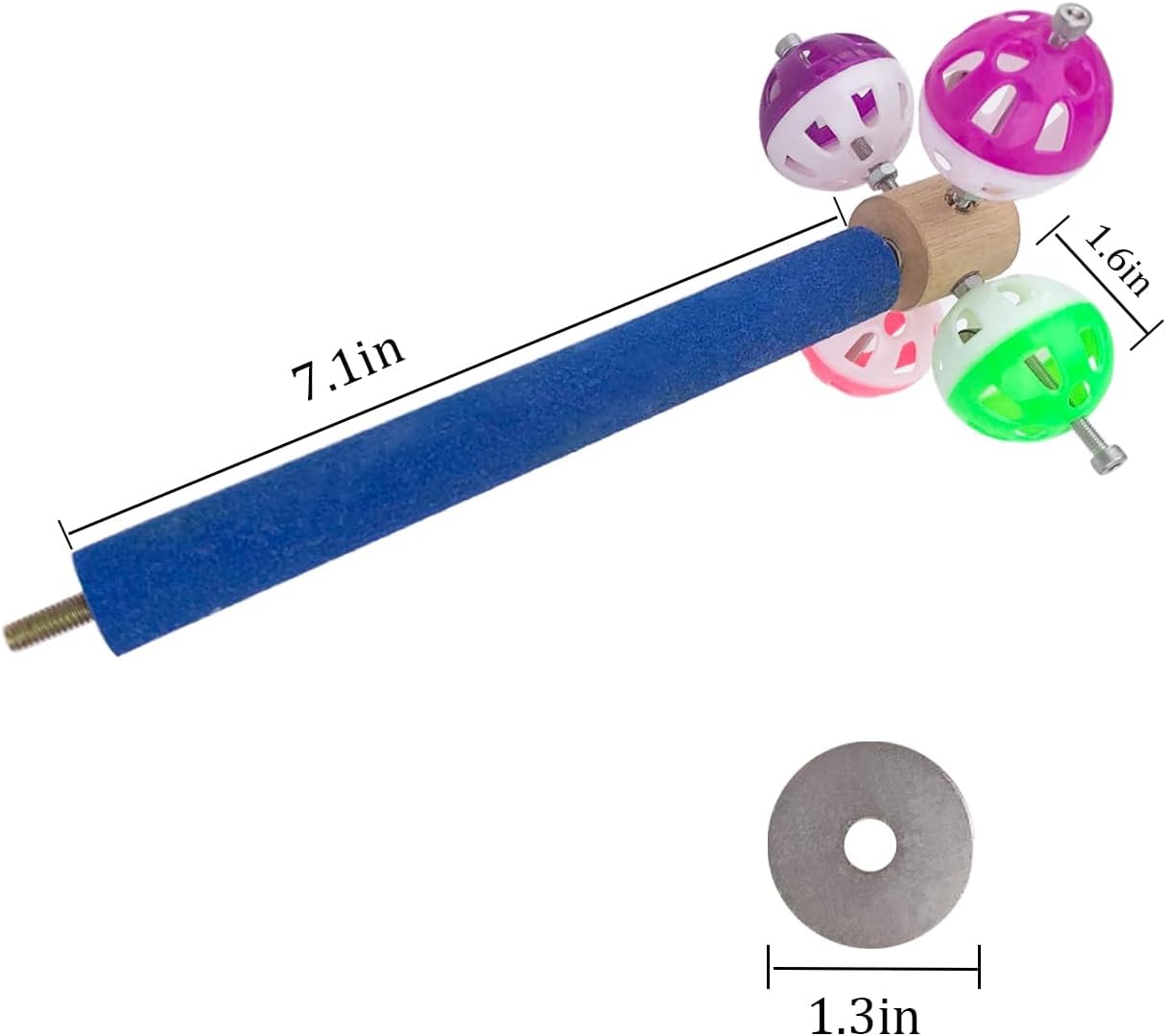 FlidRunest Perch Toy with Rotating Balls for Birds, Rough-surfaced Natural Parrot Perch Toy, Bird Bell Balls for Budgies,Parakeets, Parrots,Cockatiels,Lovebirds,Conures