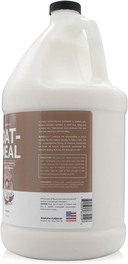 Bark2Basics Oatmeal Dog Shampoo, 1 Gallon - Natural Colloidal Oatmeal, Natural Ingredients, Calms Dry Itchy Irritated Skin, Moisturizes and Soothes the Skin and Coat, Professional Grade