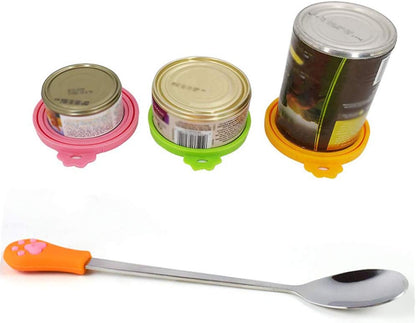 Food Can Spoon/ 4Pack/ Multiple Sizes Stainless Steel- Silicone Food Canned Scoop for Dogs and Cats(Small)