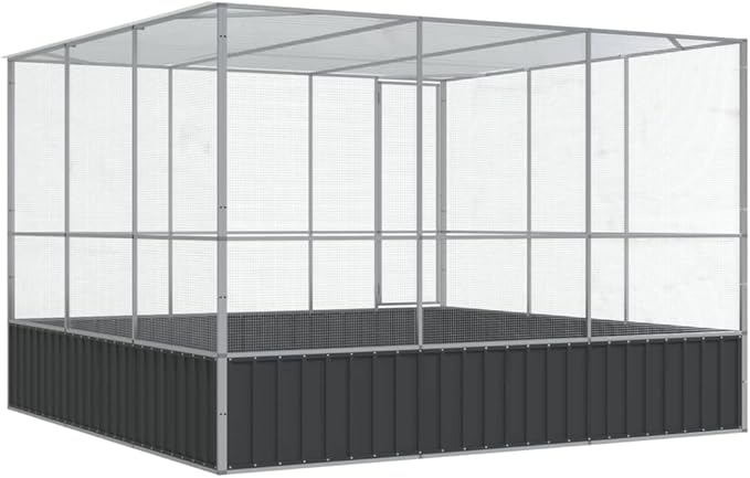 Galvanized Steel Large Flight King Bird Cage, Steel Outdoor Aviary, Outdoor Indoor Large Bird Cage Aviary Pet House for Cockatiels African Parakeets, 122.4"x120.9"x83.5",-303