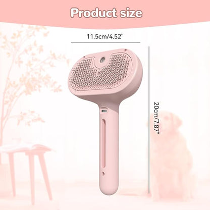 Pet Spray Hair Removal Comb, 2025 New Pet Steam Brush for Dog Cat, Steam Brush for Shedding Grooming, Water Steamy for Long Short Haired Pets, Portable Anti-Static Cat Steamy (White)