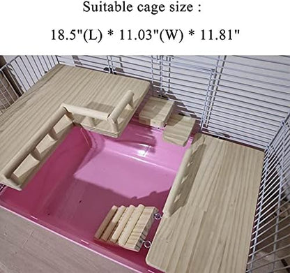 Squirrel Hamster Wooden Platform Jumping Board Climbing Ladder,Bird Perches Cage Toys, Wooden Gerbil Standing Platform, Chinchilla Cage Accessories,Suitable Cage Size :18.5"(L) * 11.03"(W) * 11.81"