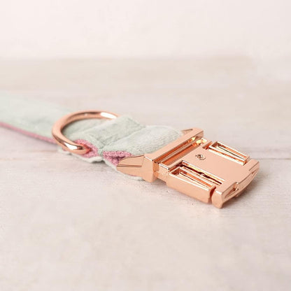 PETDURO Custom Dog Collar Personalized with Name Engraved Quick Release Rose Gold Metal Buckle for Large Medium Small Girl Dogs - Dog Leash and Bow Tie Available - Soft Comfy Velvet (Mint Pink, XS)