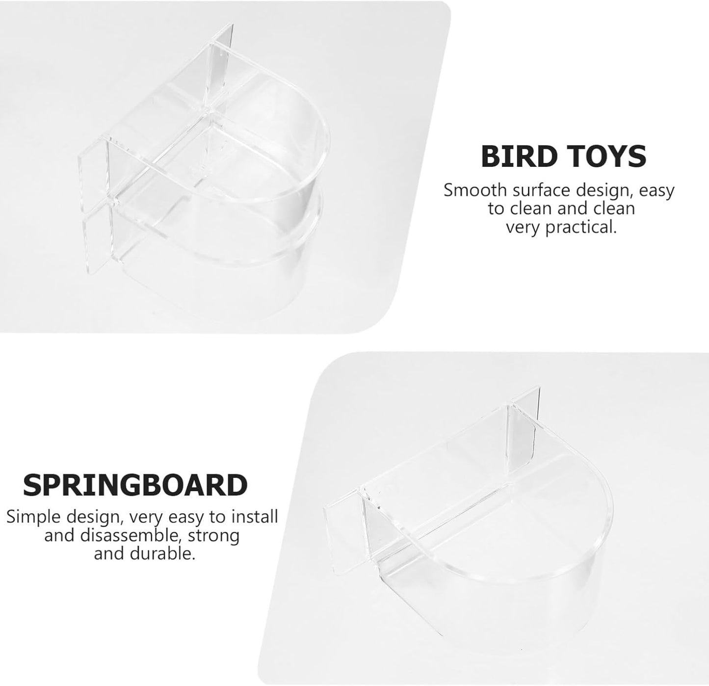 Kisangel 2PCS Bird Cage Feeder Trough, Clear Bird Feeder Cups Parrot Water Bowl for Cage Replacement