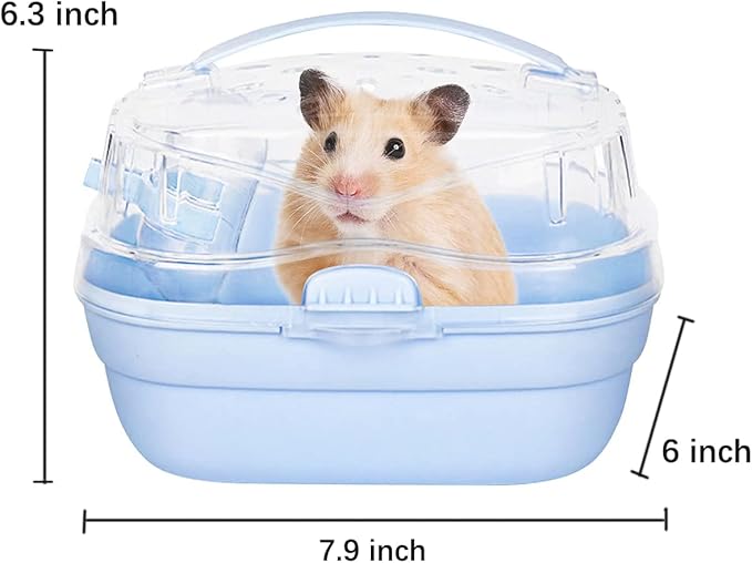 KAMEIOU Sky Blue Travel Small Animals Hamster Hedgehog Guinea Pig Carrier Cage for Hamsters Hedgehogs Guinea Pig Carrier Travel Cage with Handle Breathable Small Animal Guinea Pig Car Cage Carrier