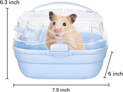 KAMEIOU Sky Blue Travel Small Animals Hamster Hedgehog Guinea Pig Carrier Cage for Hamsters Hedgehogs Guinea Pig Carrier Travel Cage with Handle Breathable Small Animal Guinea Pig Car Cage Carrier
