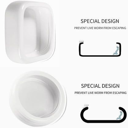 Reptile Food Bowls Ceramic Round Reptile Water Food Dish, Pet Food Bowl for Lizards, Small Snakes, Young Bearded Dragons, Gecko Tortoise Spider (White, Medium-1Pack)