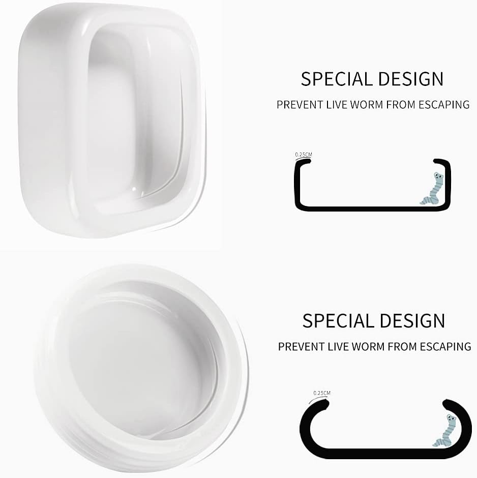 Reptile Food Bowls Ceramic Round Reptile Water Food Dish, Pet Food Bowl for Lizards, Small Snakes, Young Bearded Dragons, Gecko Tortoise Spider (White, Medium-2Pack)