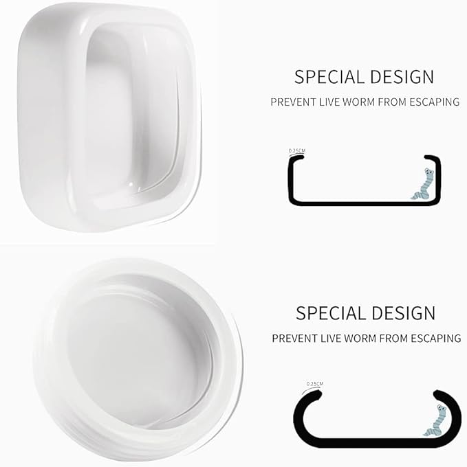 Reptile Food Bowls Ceramic Square Reptile Water Food Dish, Pet Food Bowl for Lizards, Young Bearded Dragons, Small Snakes, Gecko Tortoise Spider (White, Small 2-Pack)