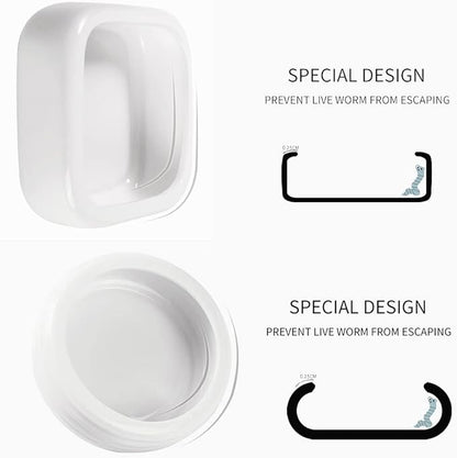 Reptile Food Bowls Ceramic Square Reptile Water Food Dish, Pet Food Bowl for Lizards, Young Bearded Dragons, Small Snakes, Gecko Tortoise Spider (White, Large-1Pack)