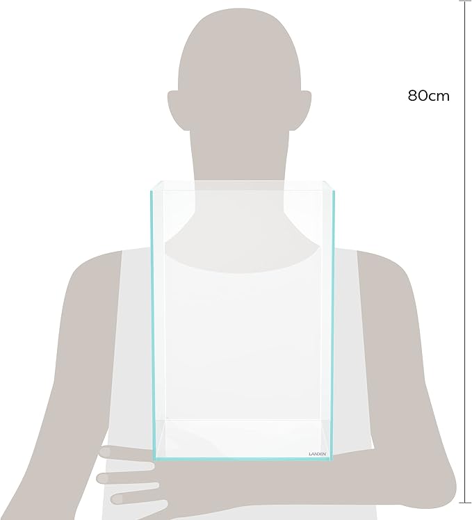 LANDEN Tall Tank, Rimless Low Iron Tank 10GAL 11.8" L × 11.8" W × 17.7" H (30X30X45) cm Small Aquascape Fish Tank, Vertical Aquascape Tank, Black Leveling Mat Included