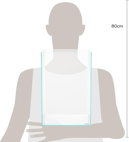 LANDEN Tall Tank, Rimless Low Iron Tank 10GAL 11.8" L × 11.8" W × 17.7" H (30X30X45) cm Small Aquascape Fish Tank, Vertical Aquascape Tank, Black Leveling Mat Included