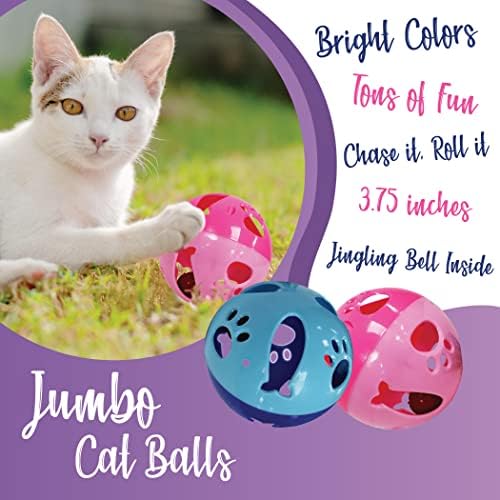 Cat Ball Toy with Bell Larger Size, Bells Jingle as Balls Roll, Cat Toy for Small or Large Cats, or Other Animals (Blue - 1 Pack)