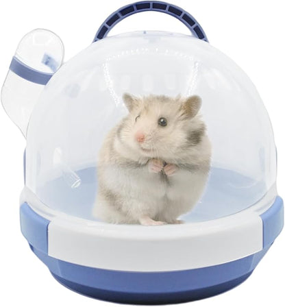Hamster Carrier Cage Portable Cages Small Animals Carry Travel Case with Water Bottle Plastic Breathable Guinea Pig Outgoing Cage for Dwarf Hamster Ferret Chinchillas Hedgehog (Blue)
