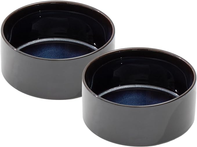 Ceramic 6.1inch Dog Bowls for Small and Medium Breed Dog Dish Pet Food and Water Bowl (Set of 2 Bowls - Starry Sky, 28oz)