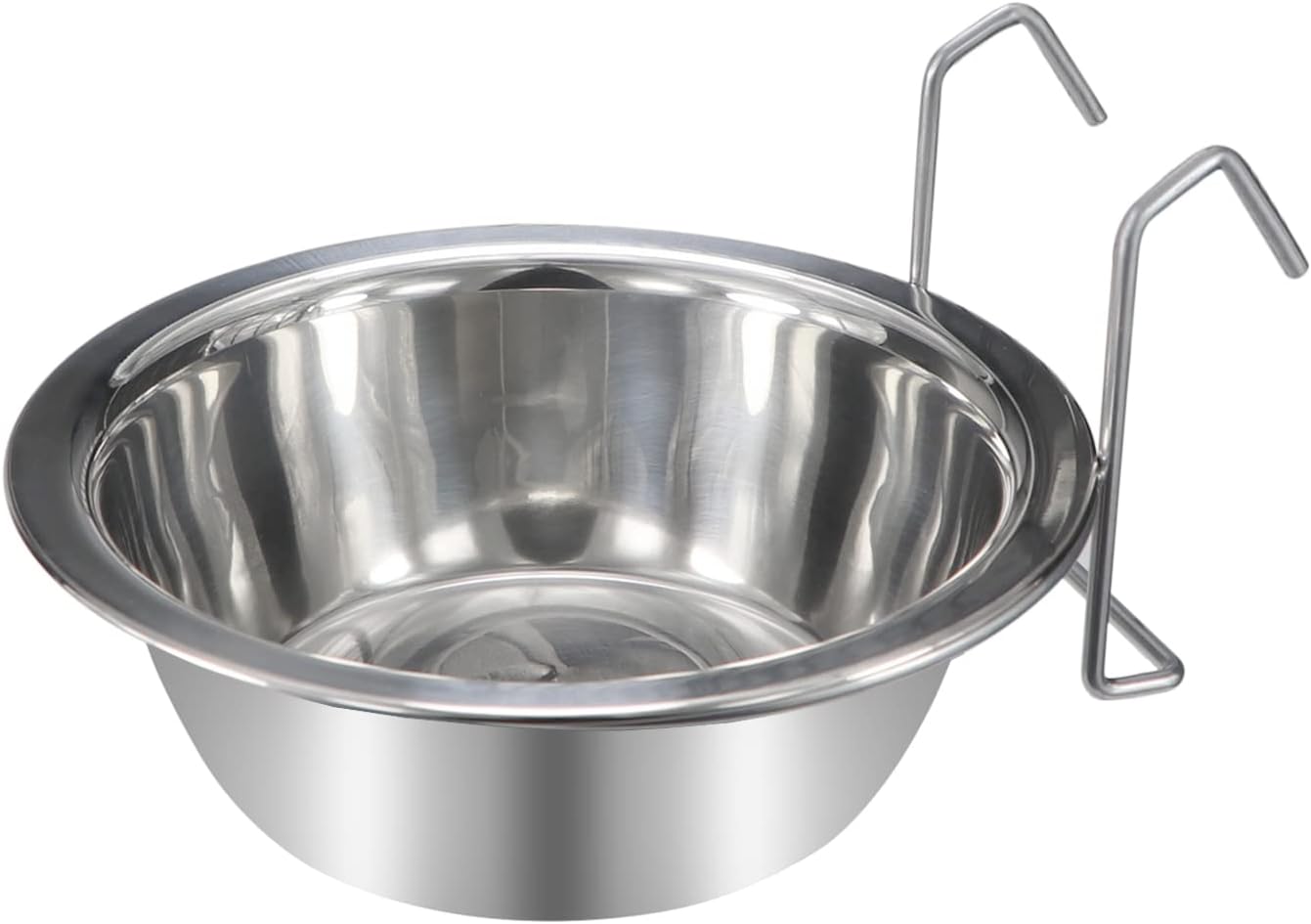 Wontee Pet Bowl Stainless Steel Hanging Food Water Bowls Bird Cage Feeder for Birds, Parrots, Small Sized Dogs and Cats (L)
