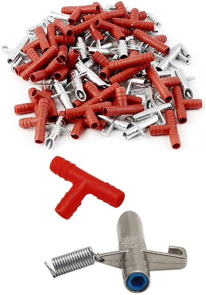 Automatic Rabbit Waterer Drinker Feeder 30sets for Poultry Rats Guinea Pig Ferret Rat Mouse Poultry (Red)