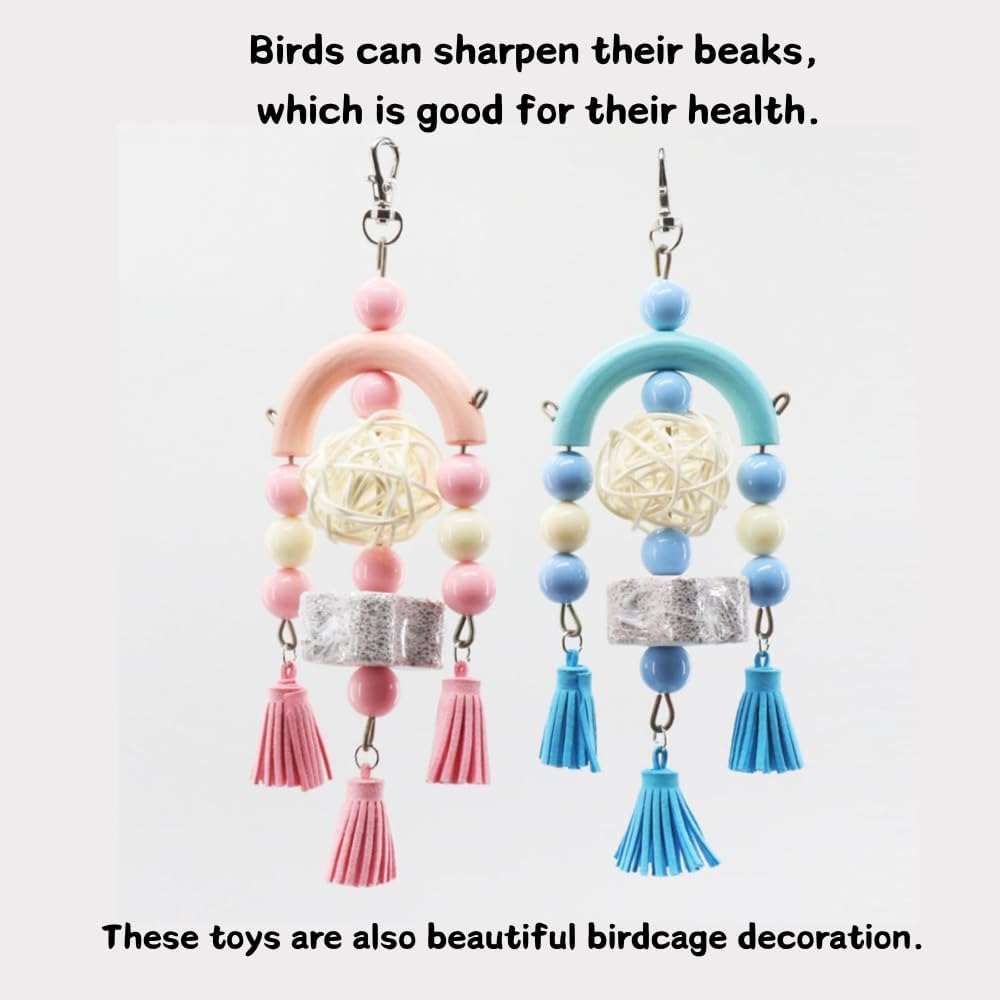 3PCS Bird Toys Bird Foraging Toys Chewing Hanging Birdcage Swing Cage Accessories Parrot Climbing Ladder for Conure Parakeet Cockatiel Budgies Lovebird Parrotlet (Purple)