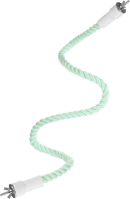 1-Pack Rope Perches for Bird Cages, 31.5 in Length Comfort Grip Flexible Rope Perch Beak & Paw Grinding for Parrots/Cockatiels/Parakeets, Bird Platform Sand [Cyan]