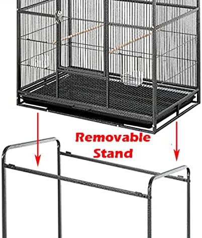 54" Large Wrought Iron Breeding Flight Canary Parakeet Cockatiel Lovebird Finch Cage Side Nesting Box Doors with Removable Rolling Stand