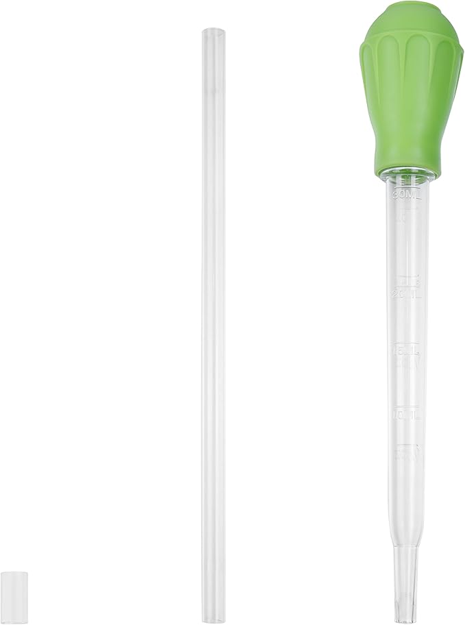 Coral Feeder SPS HPS Feeder with Extension Tube, Aquarium Long Syringe Dropper Pipette Turkey Baster for Marine Fish Feeding (Green/Extendable)