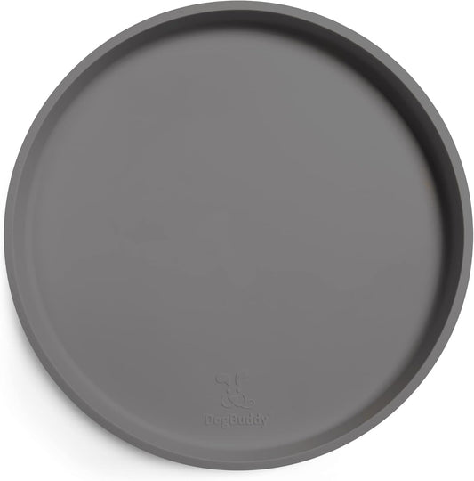 DogBuddy Dog Food Mat - Waterproof Dog Bowl Mat, Silicone Pet Mat for Food and Water Bowls, Nonslip Pet Feeding Mat with Edges, Dogs Food Mats for Floors, Puppy Supplies (XS, Gray)
