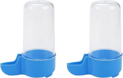 2 Pcs Bird Feeder Water Dispenser Automatic Bird Waterer & Feeder Parakeet Hanging Food Dispenser for Cage Pet Parrot Lovebirds Cockatiel, Blue, 200ML