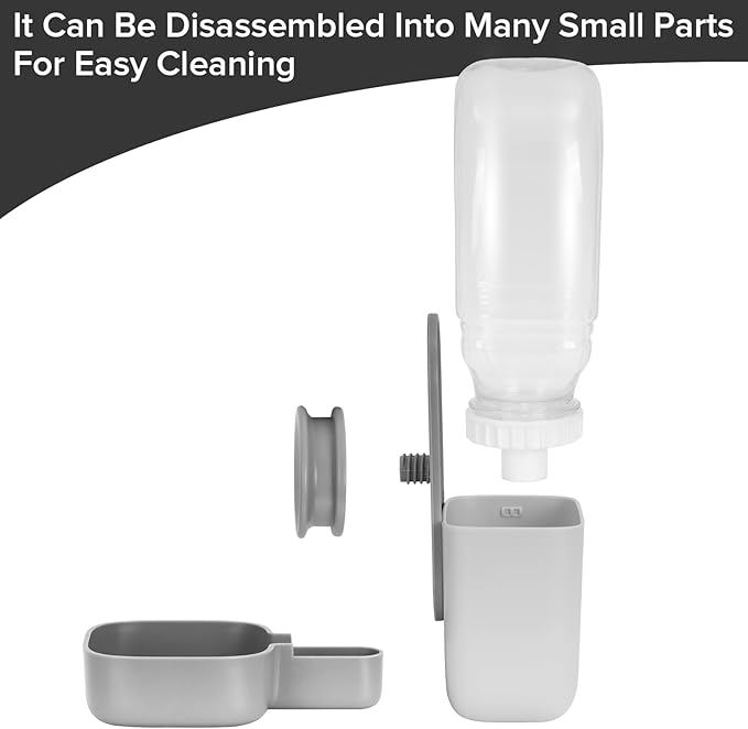 Kenond 28oz Hanging Automatic Rabbit Water Bottle, Guinea Pig Water Bottle No Drip, Gravity Water Dispenser for Cage, Suitable for Guinea Pig, Bunny, Hamsters and Other Small Animals(Gray)